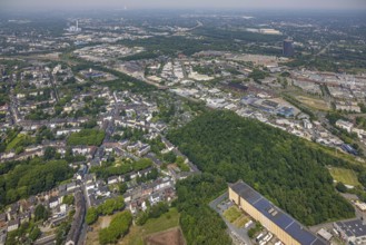 Aerial view, Knappenhalde forest area, commercial area Im Lipperfeld, residential area