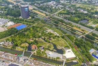Aerial view, adventure playground in Westfield Centro shopping centre Neue Mitte, Oberhausen, Ruhr