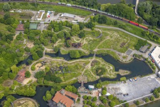 Aerial view, adventure playground in Westfield Centro shopping centre Neue Mitte, Oberhausen, Ruhr
