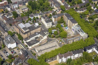 Aerial view, Evangelisches Krankenhaus Oberhausen, construction site with reconstruction and