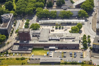 Aerial view, main station with P-R car park, ZOB bus station, Oberhausen, Ruhr area, North