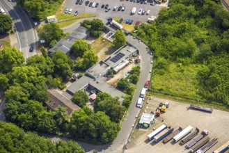 Aerial view, Druckluft Kulturzentrum Am Förderturm, Oberhausen, Ruhr area, North Rhine-Westphalia,