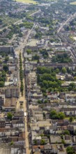 Aerial view, pedestrian zone Marktstraße with tree avenue, between Gewerkschaftsstraße and