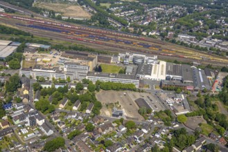 Aerial view, Quartier231 by Sirius Facilities office park, freight yard, Oberhausen, Ruhr area,