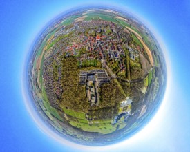 Aerial photography, North Rhine-Westphalia School of Finance at Nordkirchen Castle, earth globe,