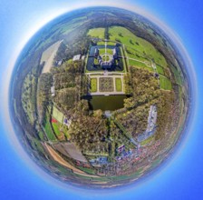 Aerial view, Nordkirchen Castle and castle park, Oranienburg, Orangery, former residence of the