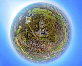 Aerial photography, North Rhine-Westphalia School of Finance at Nordkirchen Castle, earth globe,