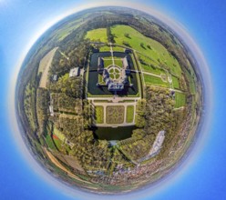 Aerial view, Nordkirchen Castle and castle park, Oranienburg, Orangery, former residence of the
