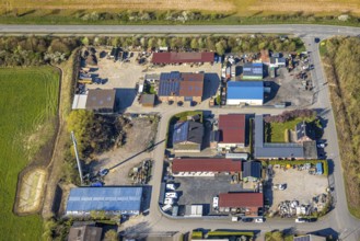 Aerial view, commercial area Aspastraße, Nordkirchen, Münsterland, North Rhine-Westphalia, Germany,