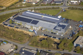 Aerial photograph, Geotec Bohrtechnik GmbH in the Aspastraße industrial estate, Nordkirchen,