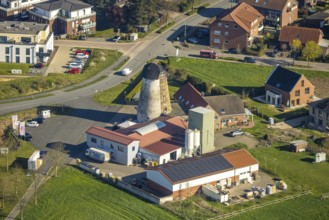 Aerial view, windmill with mill tower, mountain road, Nordkirchen, Münsterland, North