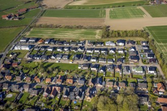 Aerial view, single-family houses, construction site, new building, residential area Selmer Straße,