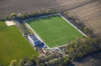 Aerial view, construction site football stadium of SC 1971 Capelle with new sports home, Capelle,