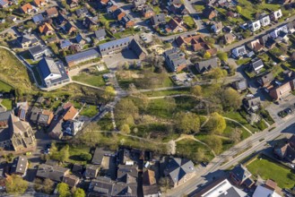 Aerial view, residential area, village view Capelle with primary school and village community