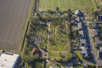 Aerial view, cemetery, cemetery burial ground Capelle, Nordkirchen, Münsterland, North