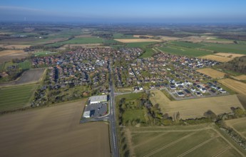 Aerial view, residential area local view Capelle, Bahnhofstraße with new building Netto