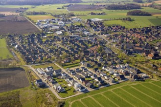 Aerial view, single-family houses, construction site, new building, residential area Capeller