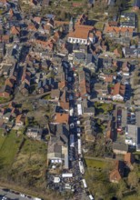 Aerial view, Holland market on the Schlossstraße in Nordkirchen, stalls and 10000 visitors,