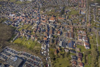 Aerial view, Holland market on the Schlossstraße in Nordkirchen, stalls and 10000 visitors,