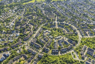 Aerial view, Saarner Kuppe, circular housing estate with Luxemburger Allee, Saarn, Mülheim an der