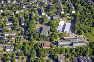 Aerial view, new building, Saarn comprehensive school, Saarn, Mülheim an der Ruhr, Ruhr area, North