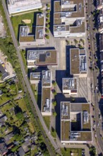 Aerial view, Hochschule Ruhr West - Campus Mülheim, dead end of the Ruhr RS1 cycle highway behind