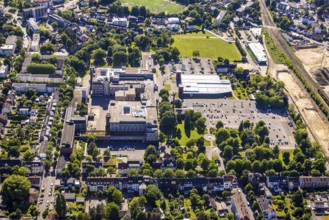 Aerial view, Hochschule Ruhr West - Campus Parkstadt with car park, Speldorf, Mülheim an der Ruhr,