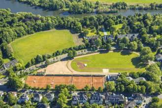 Aerial view, sports facility Kahlenberg with tennis courts Mülheimer Tennisverein am Kahlenberg e.V
