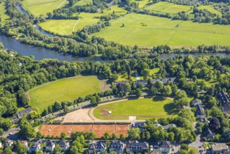 Aerial view, sports facility Kahlenberg with tennis courts Mülheimer Tennisverein am Kahlenberg e.V