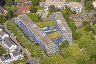 Aerial view, ZUE Central Accommodation Centre for Refugees (former office building), Holthausen -