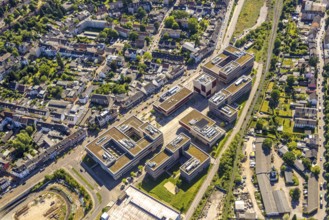 Aerial view, Hochschule Ruhr West - Campus Mülheim, dead end of the Ruhr RS1 cycle highway behind