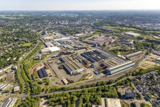 Aerial view, construction site Flex City, formerly Siemens Techno Park, between Mannesmannallee and