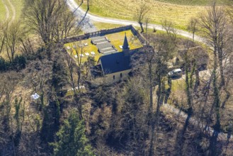 Aerial view, Klausenkapelle, also Michaelskapelle, and cemetery, on the Klausenberg,
