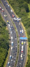 Aerial view, traffic jam on the A2 motorway at the Dortmund-Nordwest junction Dortmund-Mengede,