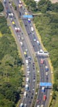 Aerial view, traffic jam on the A2 motorway at the Dortmund-Nordwest junction, Dortmund-Mengede