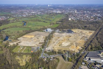 Aerial view, brownfield former STEAG power plant site, Lippholthausen, Lünen, Ruhr area, North
