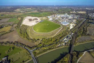 Aerial view, landfill site at Lünener Straße, Remondis Lippewerk recycling centre Waltrop, Ruhr