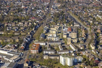 Aerial view, residential area apartment buildings on Cappenberger Straße, Lünen, Ruhr area, North