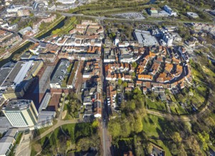 Aerial view, local view pedestrian zone Lange Straße, shopping centre at Christinentor with office