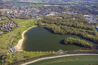 Aerial view, Horstmarer See at the Datteln-Hamm Canal, Seepark Lünen forest area, Horstmar, Lünen,