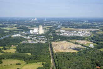 Aerial view, brownfield former STEAG power plant site Moltkestraße, Remondis Lippewerk, cooling