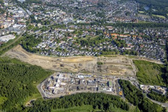 Aerial view, Landschaftspark Viktoria, construction site and new building for planned IGA 2027 and