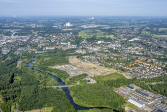 Aerial view, Landschaftspark Viktoria, construction site and new building for planned IGA 2027 and