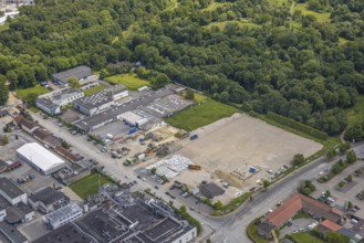 Aerial view, industrial estate and brownfield site Am Trimbuschhof, Sodingen, Herne, Ruhr area,
