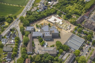 Aerial view, Mont-Cenis-Gesamtschule MCG, construction site with new building extension, Sodingen,