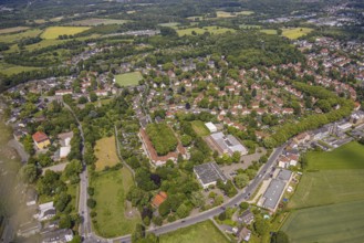 Aerial view, residential area local view Börnig with housing estate Teutoburgia Bergmannssiedlung