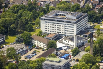 Aerial view, evang. hospital with extension, Herne-Mitte, Herne, Ruhr area, North Rhine-Westphalia,