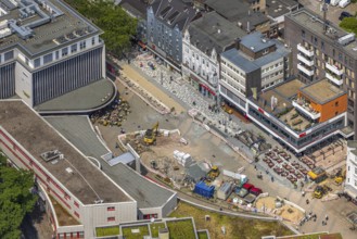 Aerial view, Robert-Brauner-Platz with Stadt Forum Herne, pedestrian zone Bahnhofstraße with