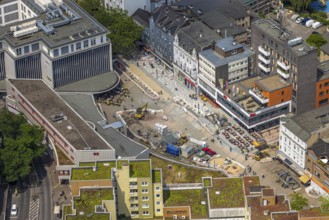 Aerial view, Robert-Brauner-Platz with Stadt Forum Herne, pedestrian zone Bahnhofstraße with