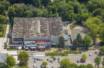 Aerial view, Hannibal-Arena ice rink in Revierpark Gysenberg, Börnig, Herne, Ruhr area, North